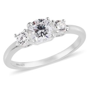 Past Present and Future 3 stone ring in platinum over Sterling silver